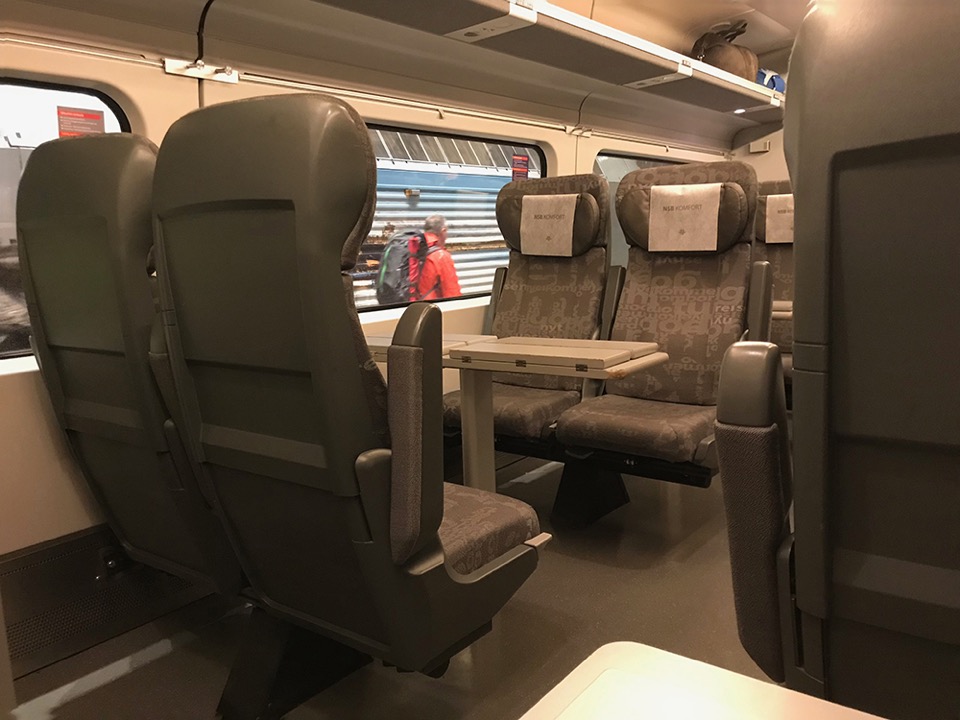 intérieur du wagon train pour Oslo 15.02.19